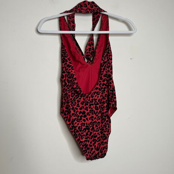 Zimmermann Sculpt Tie Halter Neck One Piece Swimsuit Red Leopard NWT Size 2-4 XS - Picture 6 of 11